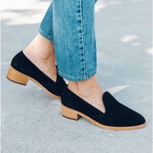 NEW Soludos Sophia Block Heel Loafers - Black Suede Size 9.5, never worn